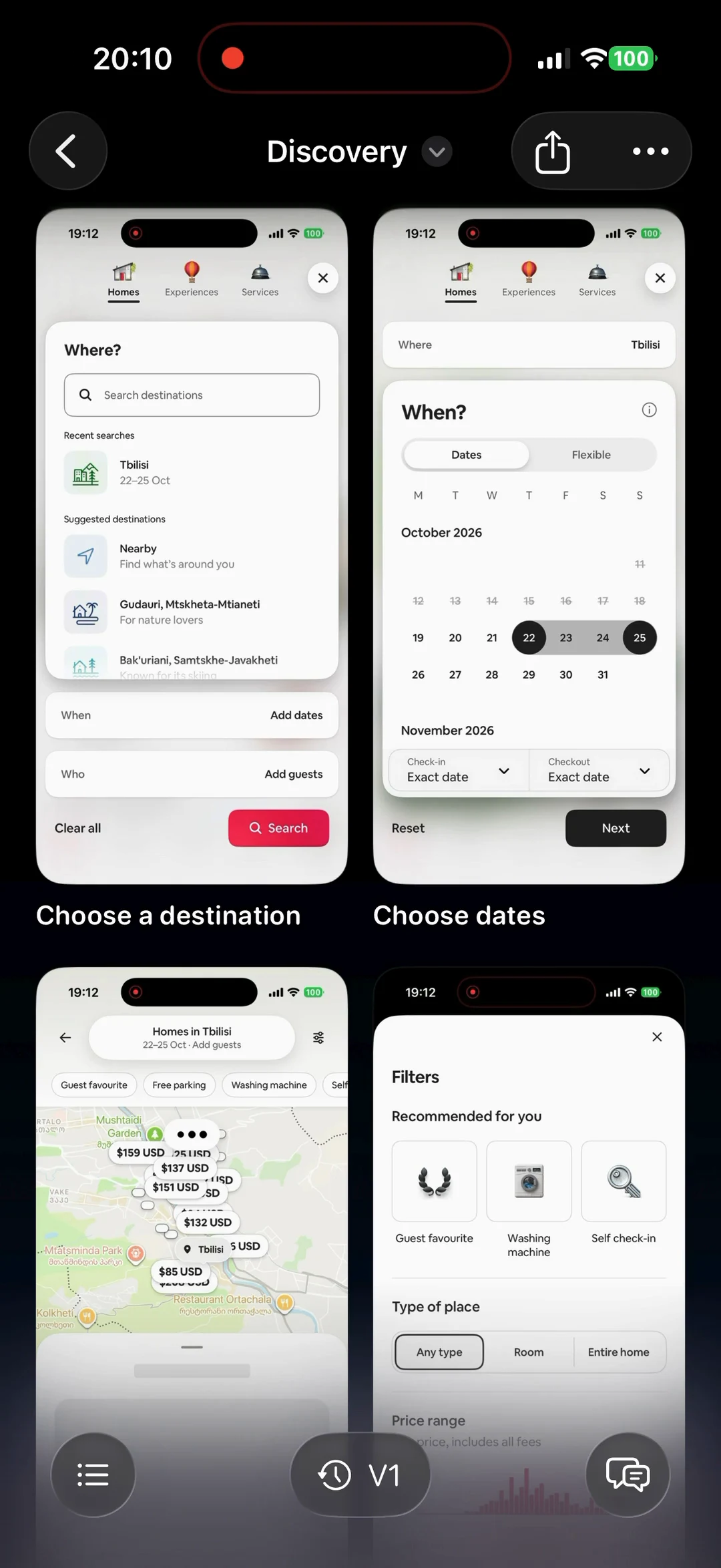 Switching between saved versions of a flow.